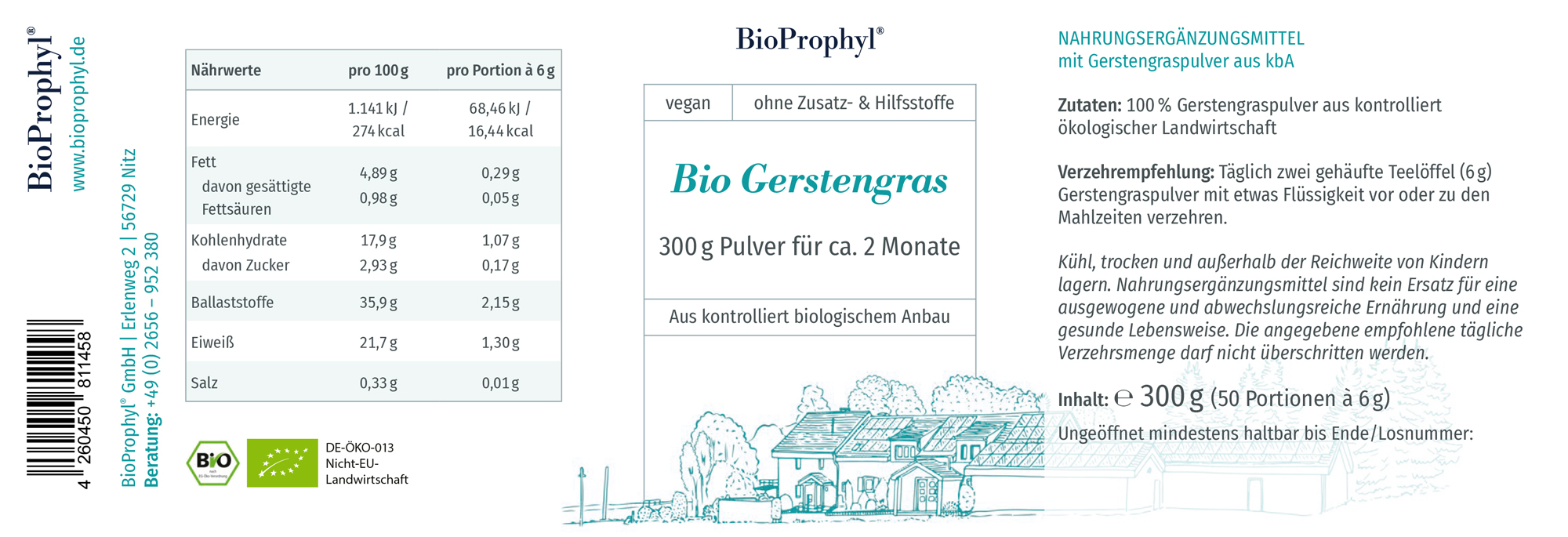 Produktetikett von BIO Gerstengras