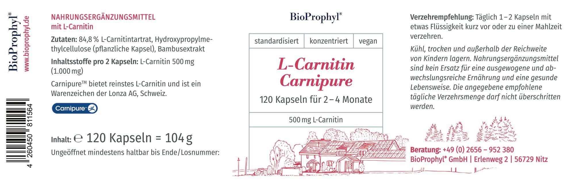 Produktetikett von L-Carnitin